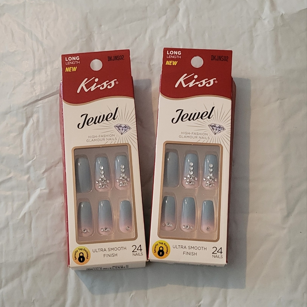 Kiss Jewel Nails - Willowy (DKJNS02), 24ct, Long; 2 packs